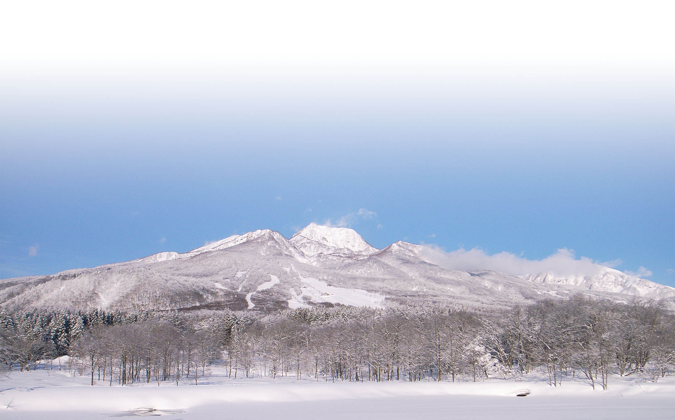 Mt Myoko in winer seen from Imori pond